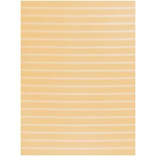 Positano Yellow Ivory 9 ft. x 12 ft. Stripes Contemporary Area Rug