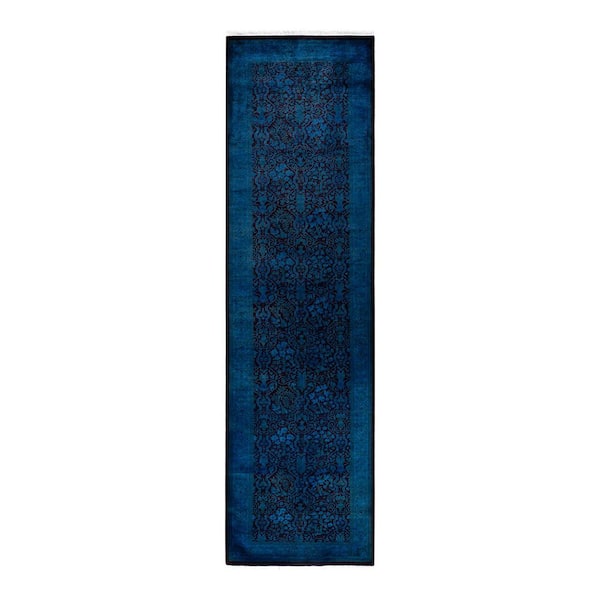 Chloe & Olivia Home Overdyed Blue 2 ft. 5 in. x 9 ft. 1 in. Wool Indoor Area Rug