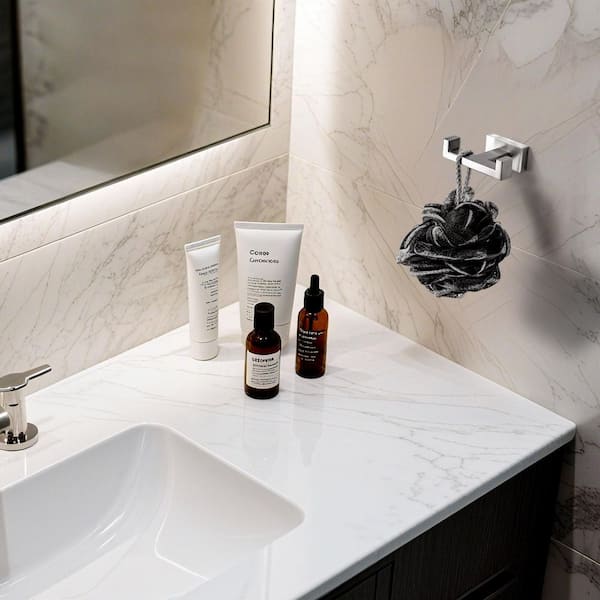 SUS304 Stainless Steel Knob Double Robe/Towel Hook Bath Towel Hook Wall Mounted Coat Rack in Brushed Nickel