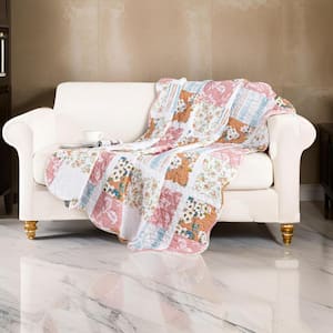 Multi-Colored Patchwork Print Cotton Throw Blanket