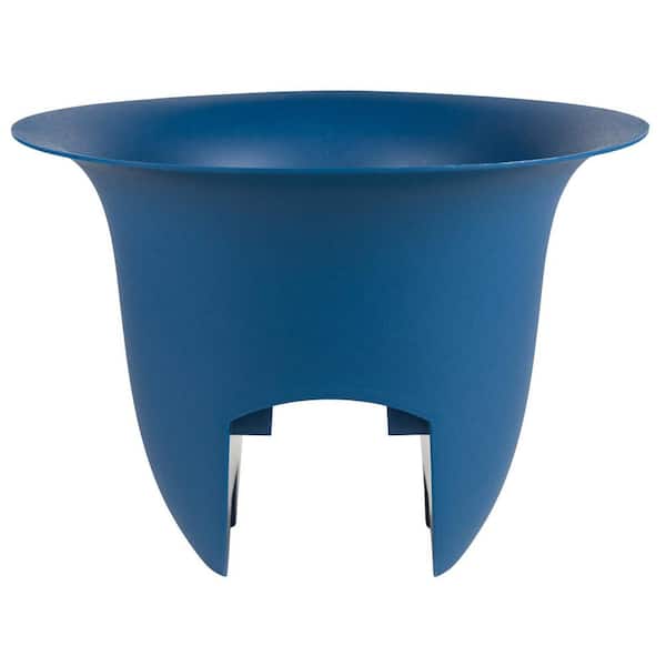 null Modica 12 in. Classic Blue Plastic Deck Rail Planter