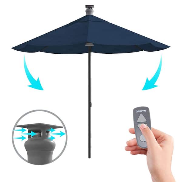 ABOVE Height Series 9 ft. Smart Market Patio Umbrella, Remote Control, LED Light, Wind Sensor - Sunbrella Spectrum Indigo