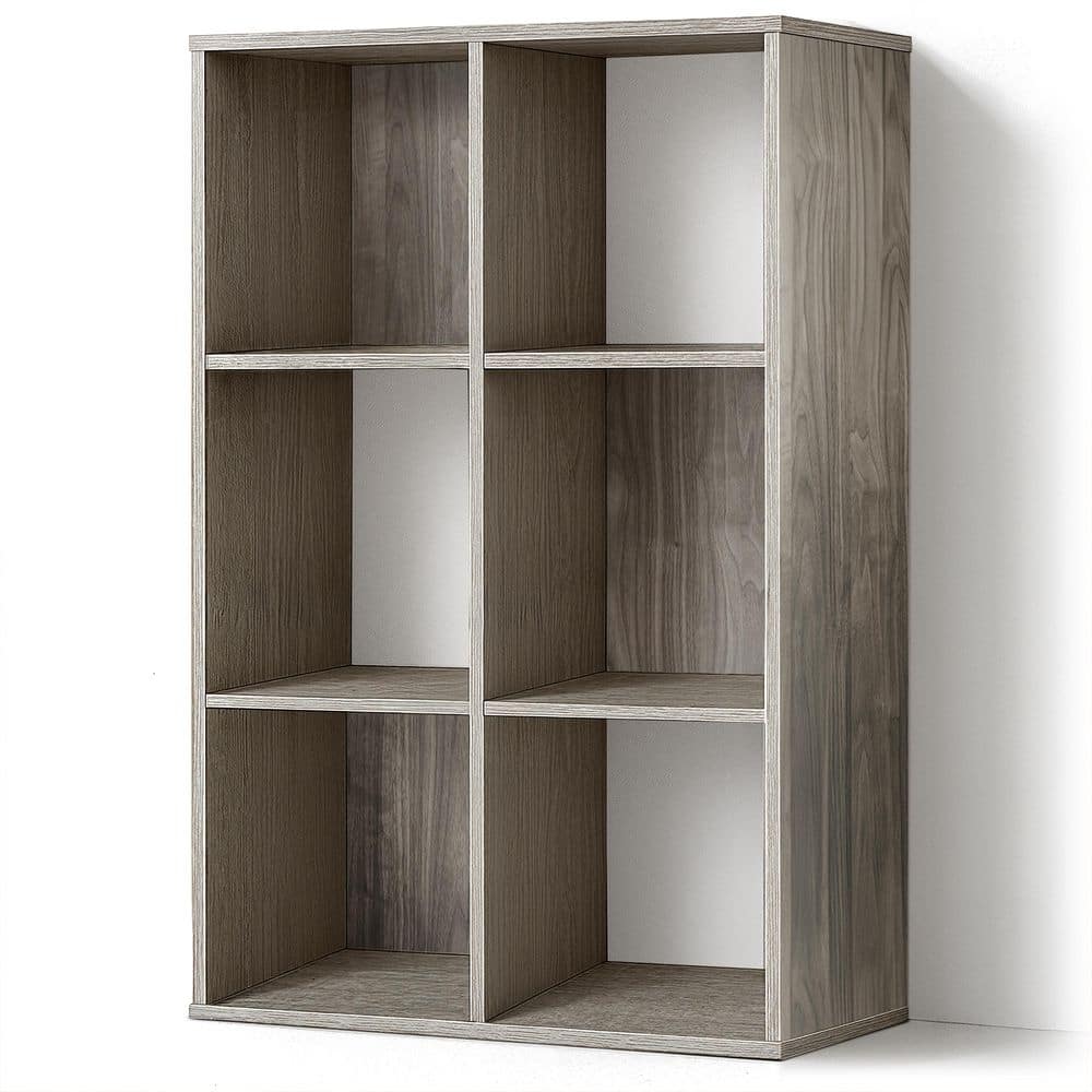 CAPHAUS 36 in. H x 23.6 in. W x 11.6 in. D Dark Grey Oak 6-Cube