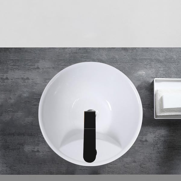 Satico 17 in. Ceramic Round Above Counter Sink Basin Top Mount Vessel Sink in White