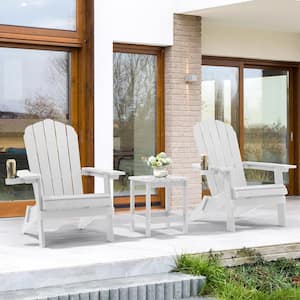 White Folding Plastic Patio Outdoors Weather-Resistant Fire Pit Chair Adirondack Chair (2-Pack)