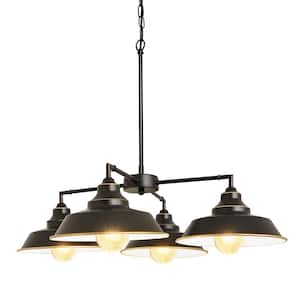 4-Light Black Industrial Chandelier, Dining Room Light Fixtures with Metal Shades