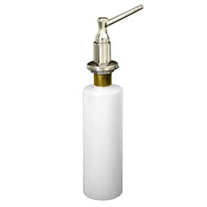 Kitchen Sink Deck Mount Liquid Soap/Hand Sanitizer Dispenser with Refillable 12 oz Bottle in Polished Nickel