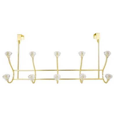 Home Basics 17 In Gold Steel 5 Hooks Over The Door Hanging Rack Dh41583 Depot - Gold Wall Hooks Home Depot