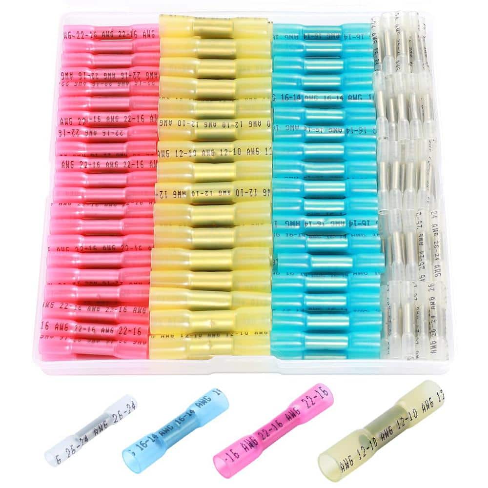 Electrical Heat Shrink Butt Connectors Kit Grade Wire Crimp Terminal Butt S