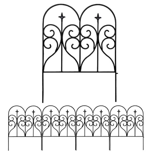 Decorative 32 in. Rustproof Metal Garden Fence Animal Barrier 10 ft. Outdoor Fencing Panels for Yard Patio Flower Bed
