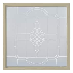 47.5 in. x 47.5 in. Victorian Silkscreened Decorative Glass Tan Vinyl New Construction Frame Window