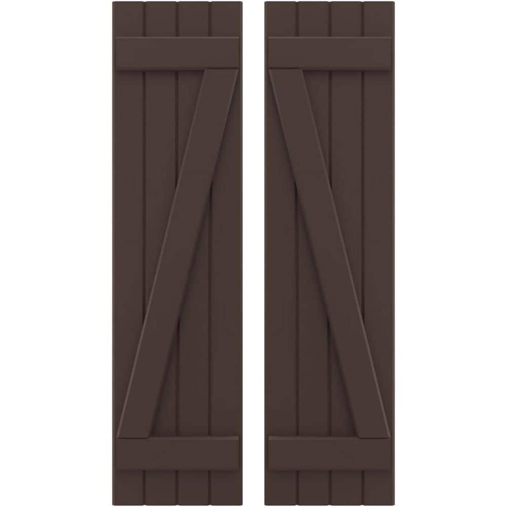 14-in W x 38-in H Americraft 4 Board Exterior Real Wood Joined Board and Batten Shutters w/Z-Bar Raisin Brown price history on PriceWatchPro