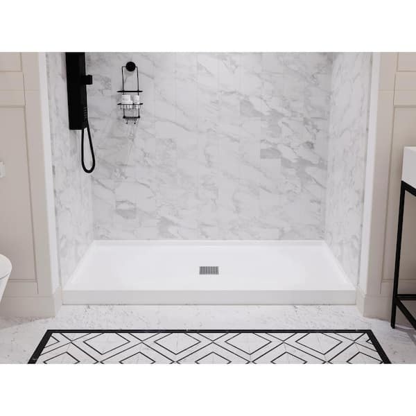 Anzzi Vasu 60 x 36 x 74 3-Piece DIY Friendly Alcove Shower Surround in White - SW-AZ8076