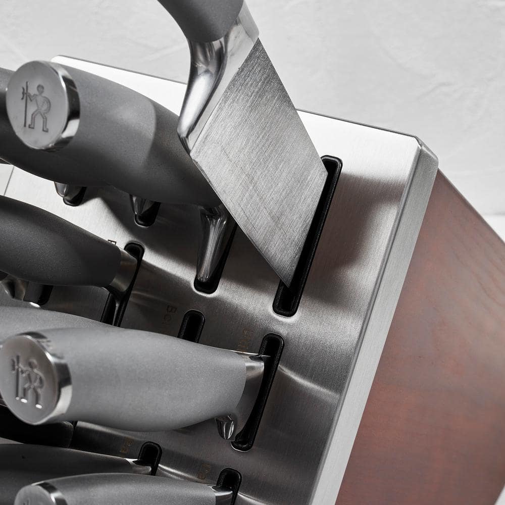 HENCKELS Modernist 14-Piece Self-Sharpening Knife Set with Block, Chef Knife, Paring Knife, Bread Knife, Steak Knife, Stainless Steel, Walnut