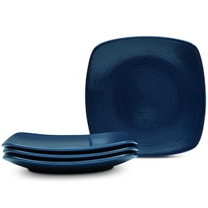 Colorscapes Navy-on-Navy Swirl 6.5 in. (Blue) Porcelain Square Appetizer Plates, (Set of 4)