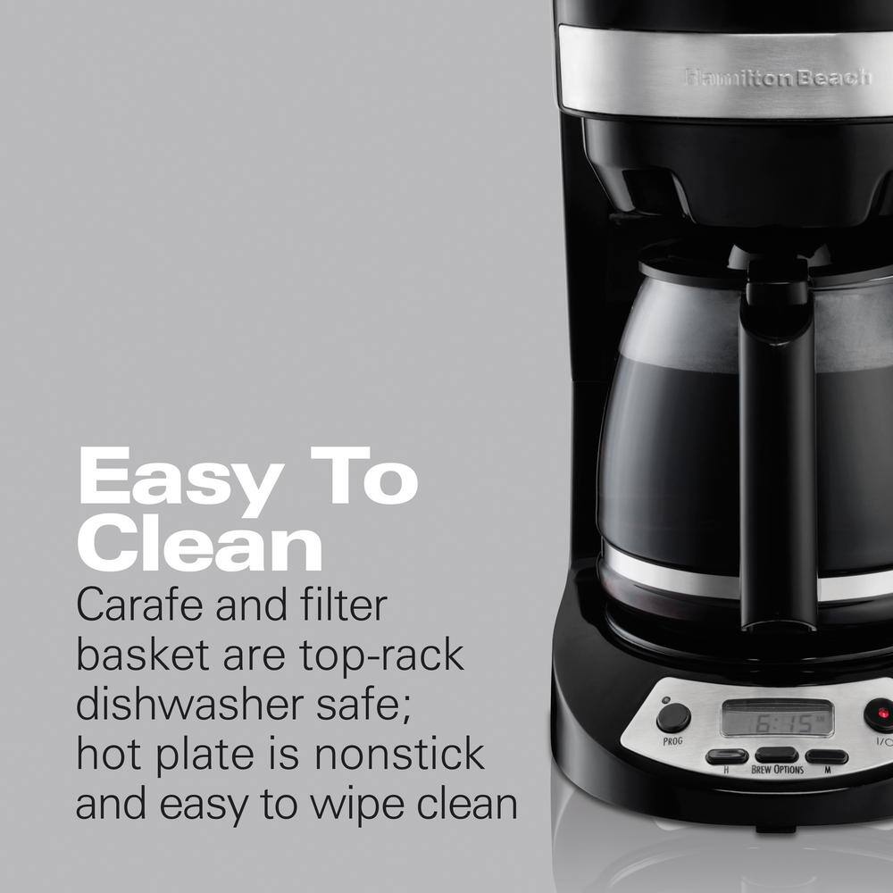 12-Cup Black Stainless Steel Programmable Drip Coffee Maker