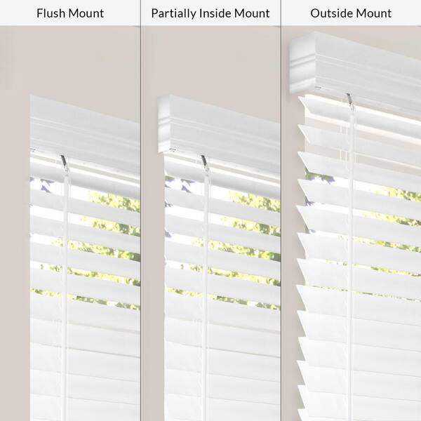 Linen Avenue Custom Cordless Faux Wood Blind White 20 1/2 W x 40 to 44 H Partial Inside Mount