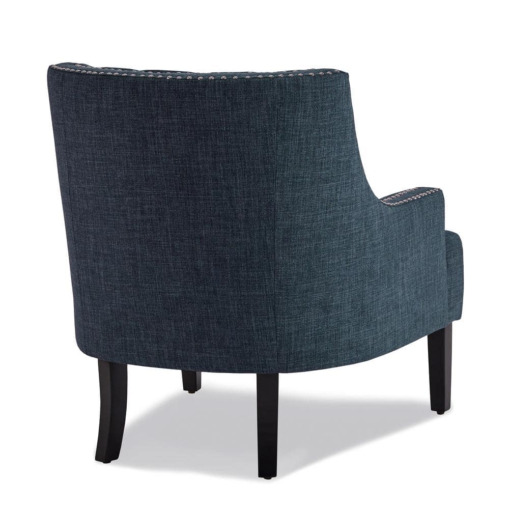 Indigo Transitional Accent Chair with Nailhead Trim and Tufted Back