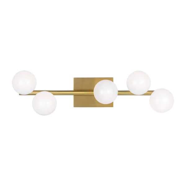Generation Lighting - Studio Altair 24 in. 5-Light Burnished Brass Bathroom Vanity Light with Milk Glass Shades