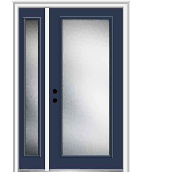 MMI Door 53 in. x 81.75 in. Micro Granite Right-Hand Full Lite Classic Painted Fiberglass Smooth Prehung Front Door with Sidelite