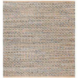 Cape Cod Blue/Natural 4 ft. x 4 ft. Square Distressed Geometric Area Rug