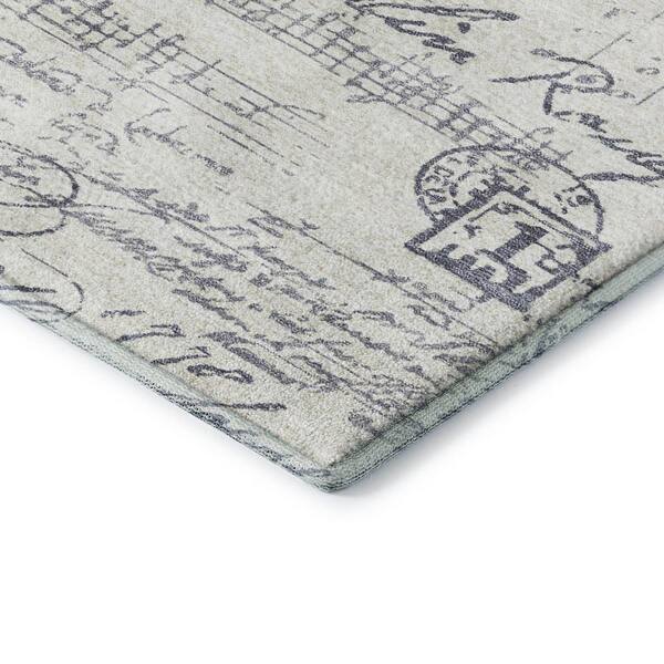 Mayfield Premium Machine Washable Abstract AMF2209 Ivory 8 ft. x 10 ft. Area Rug