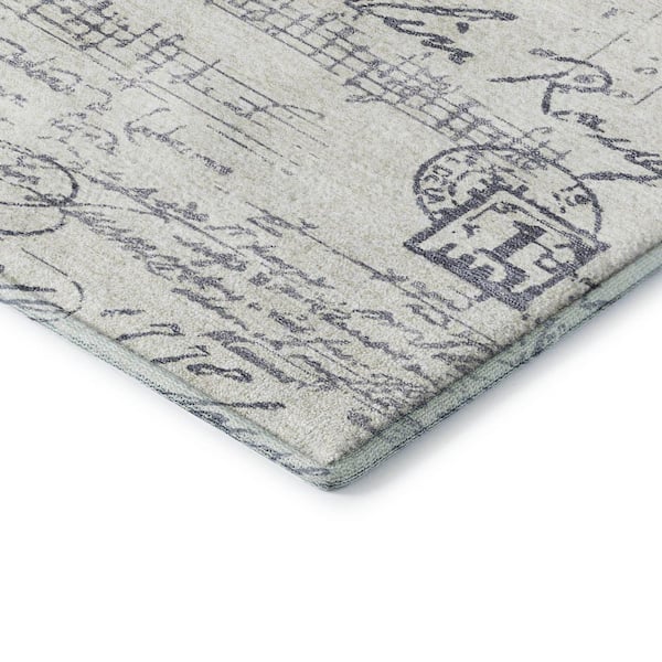 Mayfield Premium Machine Washable Abstract AMF2209 Ivory 9 ft. x 12 ft. Area Rug