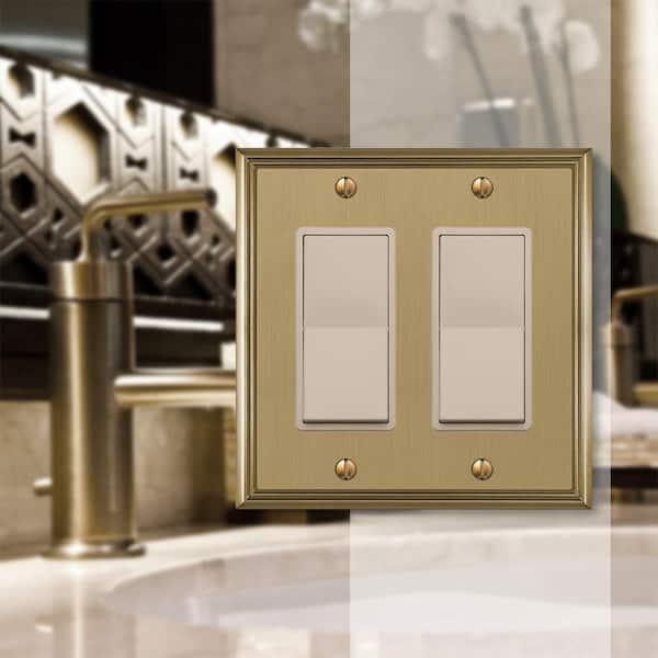 Rhodes 2 Gang Rocker Metal Wall Plate - Brushed Bronze