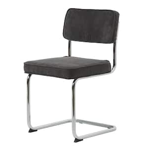 Toronto Dark Grey Corduroy Chairs with Chrome Legs (set of 2)