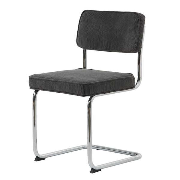 Unbranded Toronto Dark Grey Corduroy Chairs with Chrome Legs (set of 2)