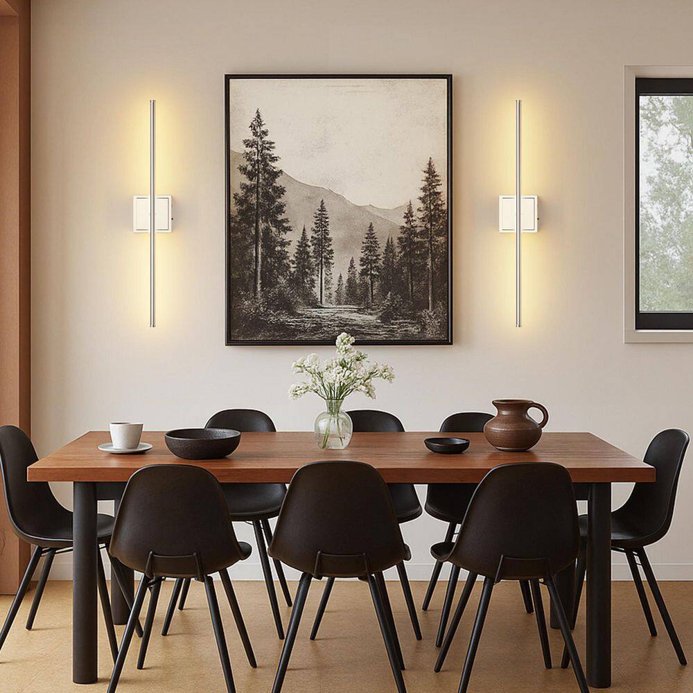 2-Pack 28 in. 1-Light Remote 350° Wall Sconces Nickel Wireless Lights with Rotation for Hallways, or Living Rooms price history on PriceWatchPro