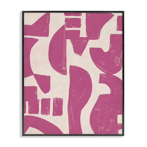 Stupell Industries Purple Asymmetrical Shapes by June Erica Vess Black Framed Abstract Giclee Art Print 14 in. x 11 in.