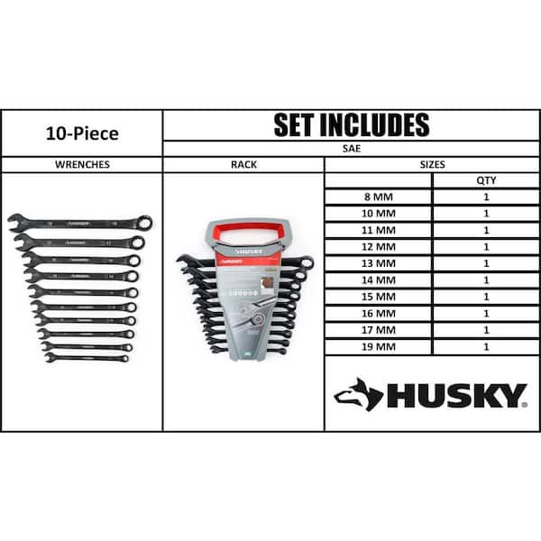 Husky - Metric Long-Pattern Universal Combination Wrench Set (10-Piece)