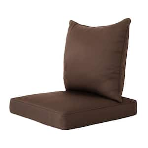 Outdoor Deep Seat Cushion Set 24x24"&22x24", Lounge Chair Loveseats Cushions for Patio Furniture Brown