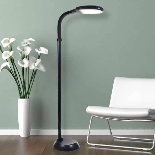 Lavish Home 60 in. Black LED Sunlight Floor Lamp with Dimmer Switch