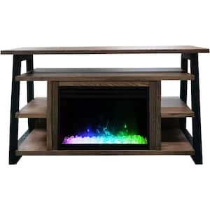 Sawyer 53.1 in. Freestanding Electric Fireplace Mantel with Deep Crystal Display in Walnut