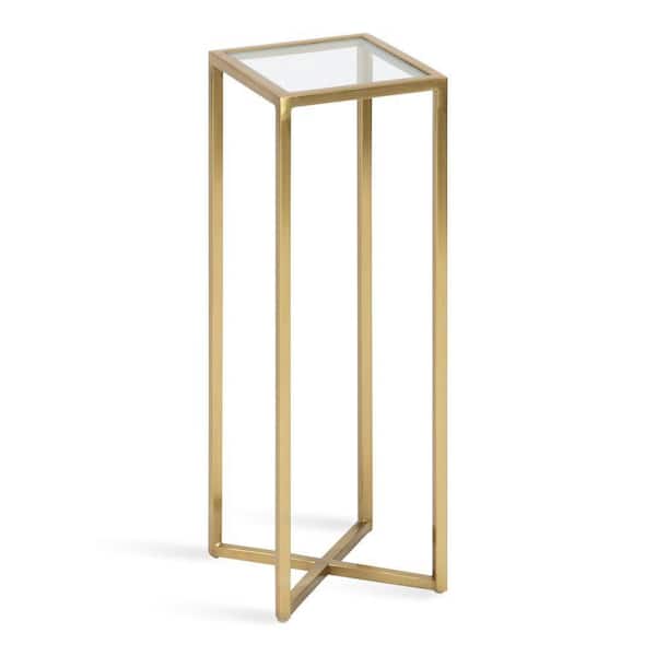 Kate and Laurel Jaspur 7.00 in. D Gold 21.00 in. H Square Glass End Table