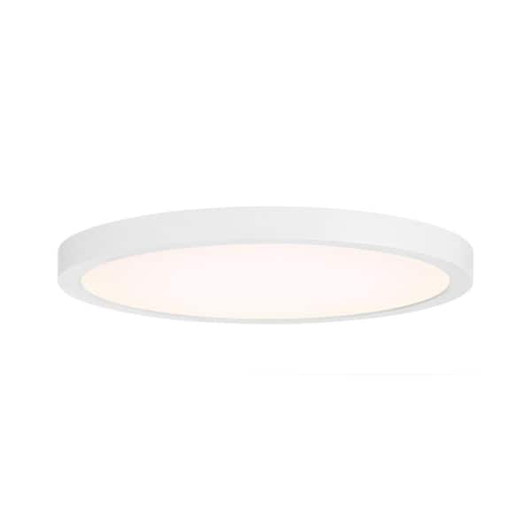 Savoy House 12 in. 25-Watt Modern White Integrated LED Flush Mount with Clear Shade