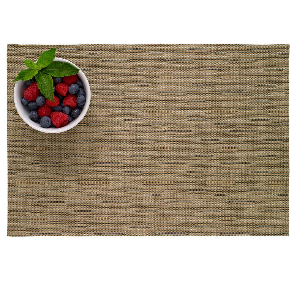Camel Grasscloth Vinyl Reversible Indoor Outdoor Placemats, Set of 12