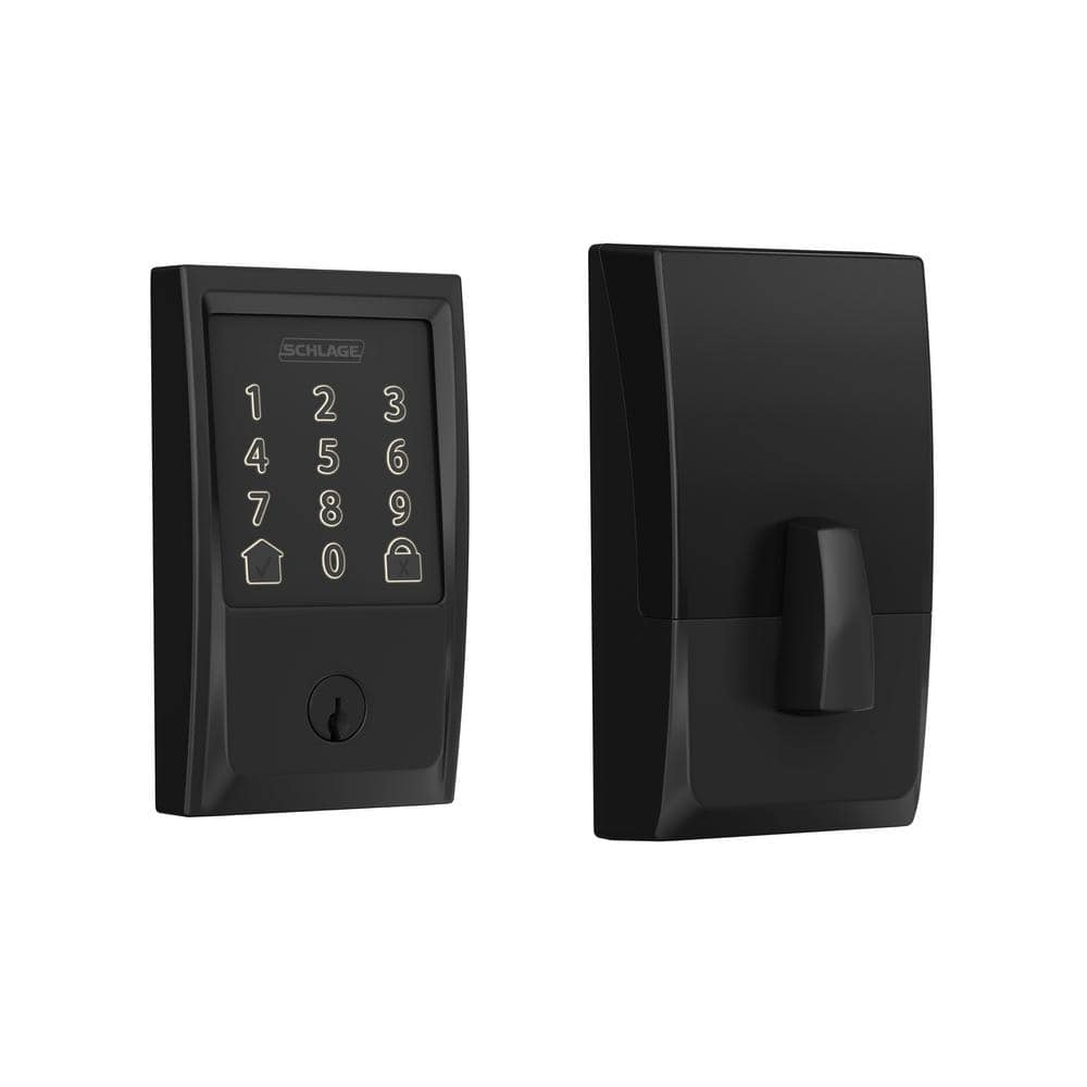 Schlage Century Matte Black Electronic Encode Smart WiFi Deadbolt with  Alarm BE489WB CEN 622 The Home Depot
