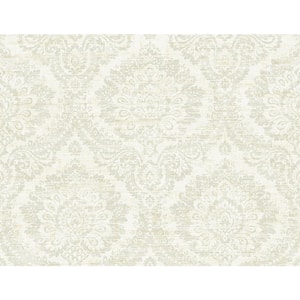 Kauai Taupe Damask Paper Strippable Roll Wallpaper (Covers 60.8 sq. ft.)