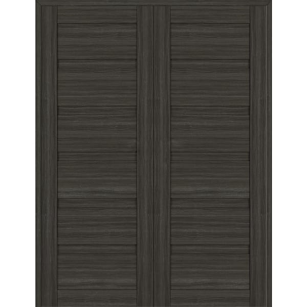 Belldinni Louver 64 in. x 95.25 in. Both Active Gray Oak Wood Composite Double Prehung Interior Door