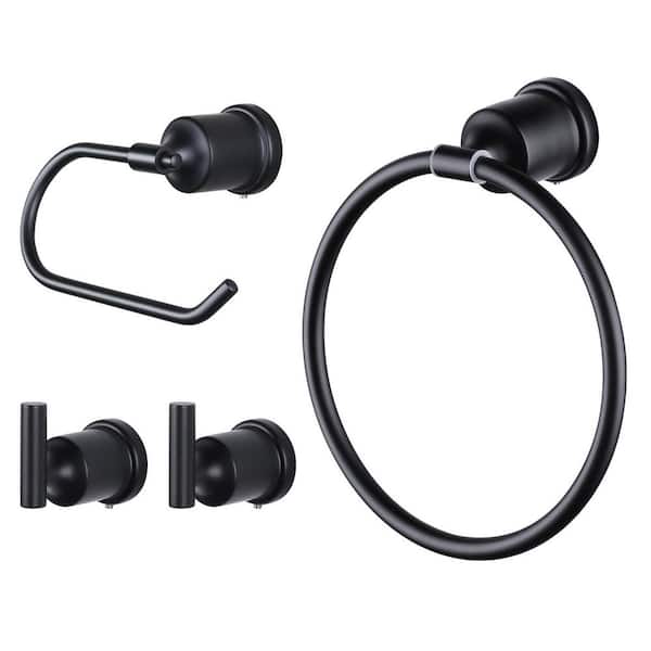 ARCORA 4-Piece Bath Hardware Set with Toilet Paper Holder, Towel Ring and Towel Hook Included in Matte Black