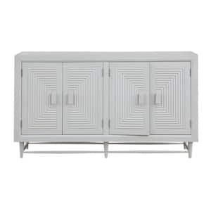 Winborne Whitewash Wood Top 61.5 in. Credenza with 4-Doors Fits TV's up to 55 in.