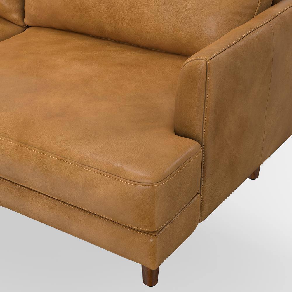 Livingston Sienna Leather 90-Inch Mid-Century Modern Sofa