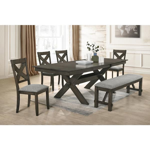 NEW CLASSIC HOME FURNISHINGS New Classic Furniture Gulliver 6-Piece Brown Wood Top Dining Table Set