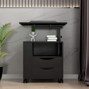 2-Drawer Black Nightstand (18.31 in x 23.62 in x 15.75 in)