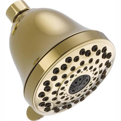 7-Spray 4.3 in. Single Wall Mount Fixed Shower Head in Polished Brass