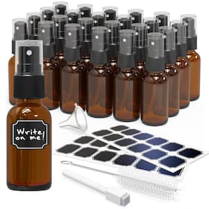 1 oz. Amber Glass Bottles with Dropper, Bottle Brush, Funnel, and Labels (Set of 24)