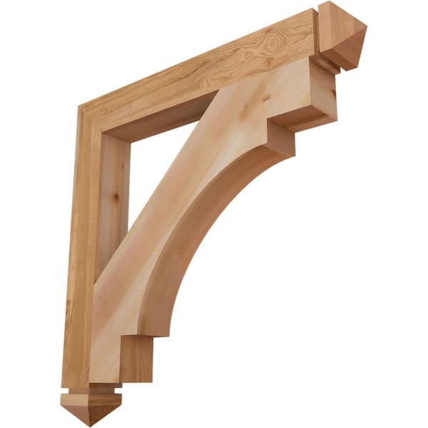 Ekena Millwork 3.5 in. x 32 in. x 32 in. Western Red Cedar Merced Arts and Crafts Smooth Bracket